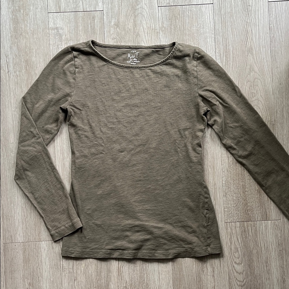 J. Crew Artist Army Green Long Sleeve Tee